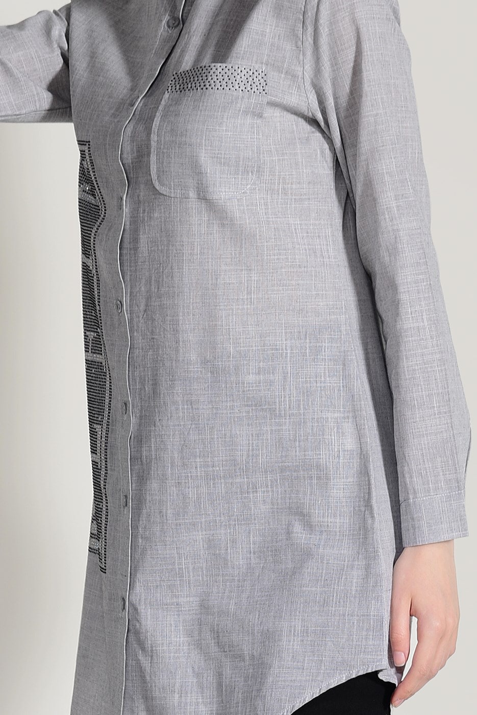 Hijab clothing GREY EMBROIDERY DETAIL TUNIC T 0529 