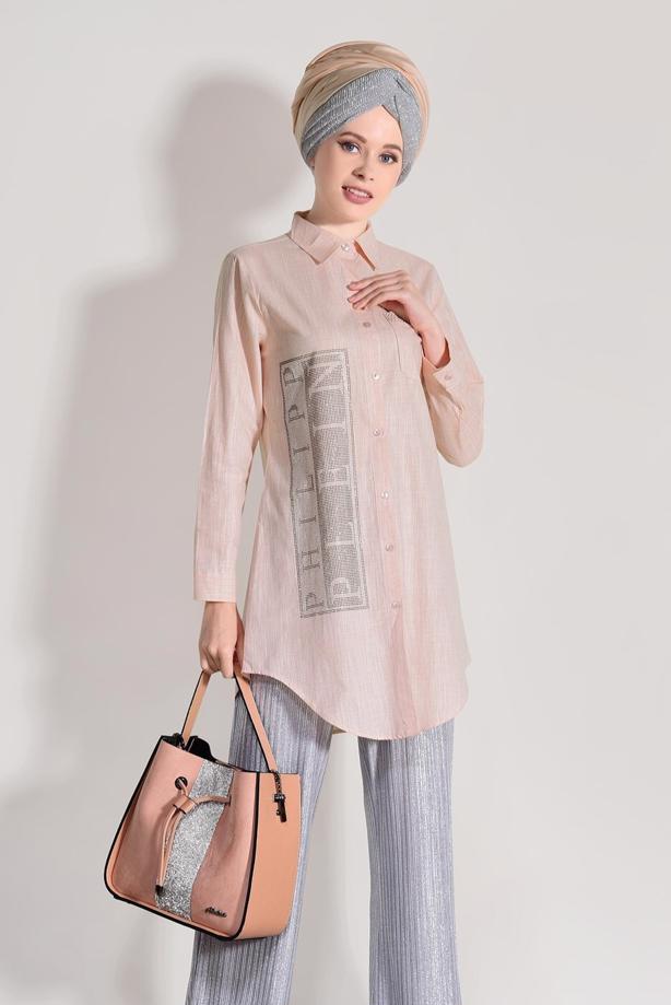Vêtements hijab  EMBROIDERY DETAIL TUNIC T 0529  - TRENDTESETTÜR