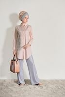 Hijab clothing POWDER EMBROIDERY DETAIL TUNIC T 0529 