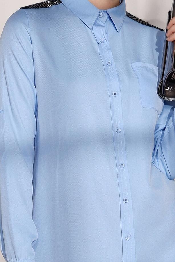 Vêtements hijab  STONE DETAIL TUNIC T 0624  - TRENDTESETTÜR