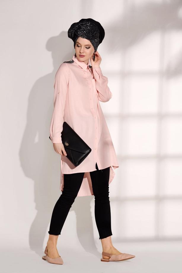 Hijab clothing  STONE DETAIL TUNIC T 0624  - TRENDTESETTÜR