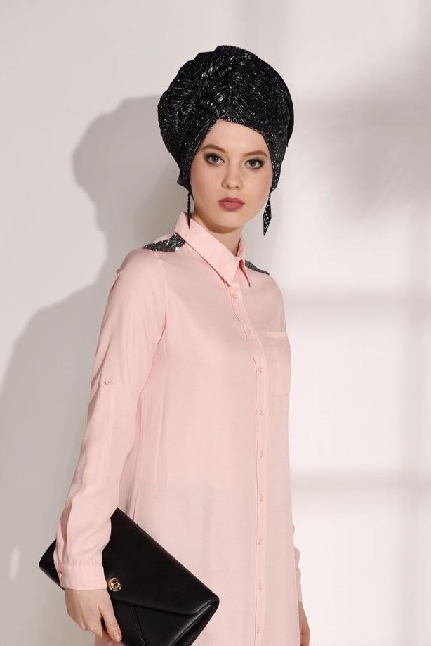 Hijab clothing  STONE DETAIL TUNIC T 0624  - TRENDTESETTÜR