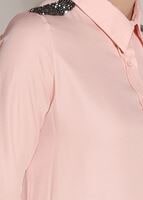 Tesettür giyim PUDRA T 0624 Lvr-Taş Detaylı Tunik