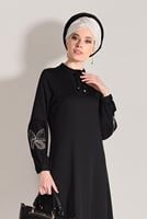 Vêtements hijab NOIR TUNIQUE DETAIL BRODERIE T 681