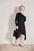 Vêtements hijab NOIR TUNIQUE DETAIL BRODERIE T 681