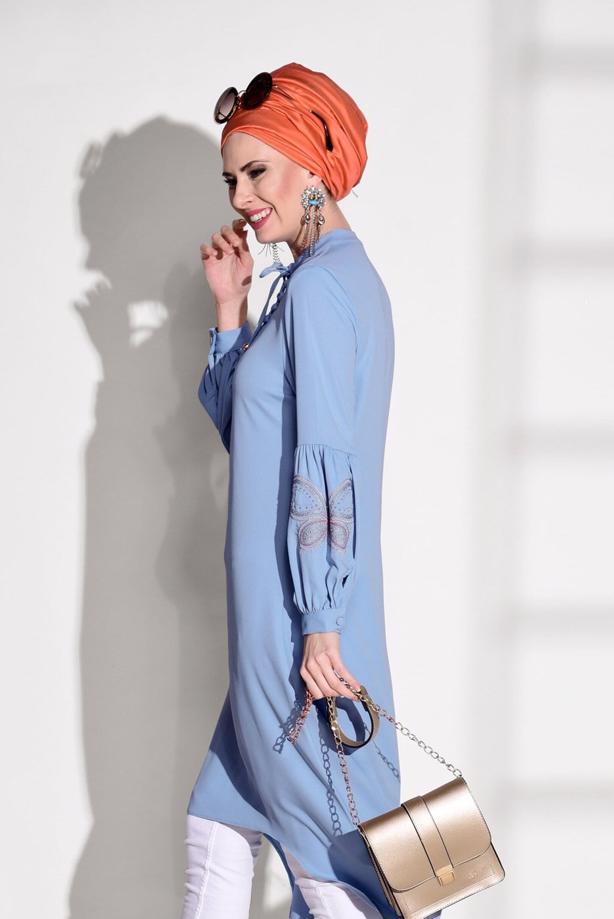 Vêtements hijab  EMBROIDERY DETAIL TUNIC T 681  - TRENDTESETTÜR