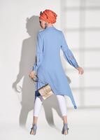 Vêtements hijab BLEU TUNIQUE DETAIL BRODERIE T 681