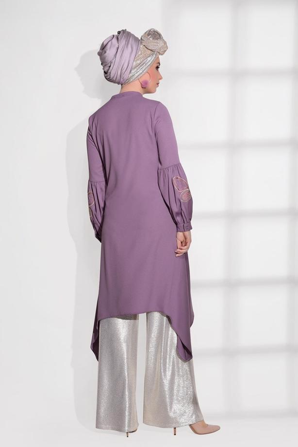 Vêtements hijab  EMBROIDERY DETAIL TUNIC T 681  - TRENDTESETTÜR