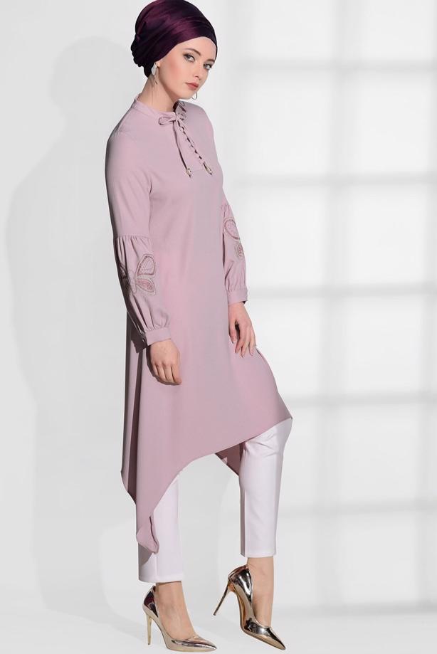 Vêtements hijab  EMBROIDERY DETAIL TUNIC T 681  - TRENDTESETTÜR