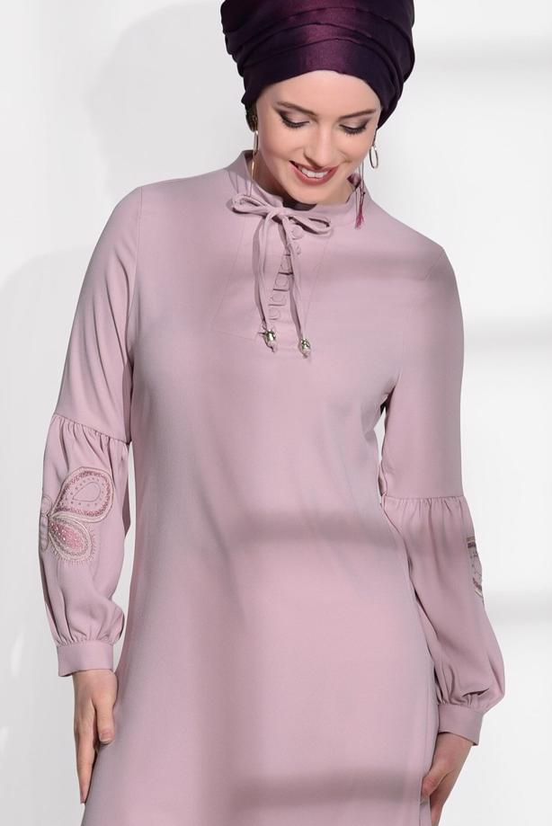 Vêtements hijab  EMBROIDERY DETAIL TUNIC T 681  - TRENDTESETTÜR