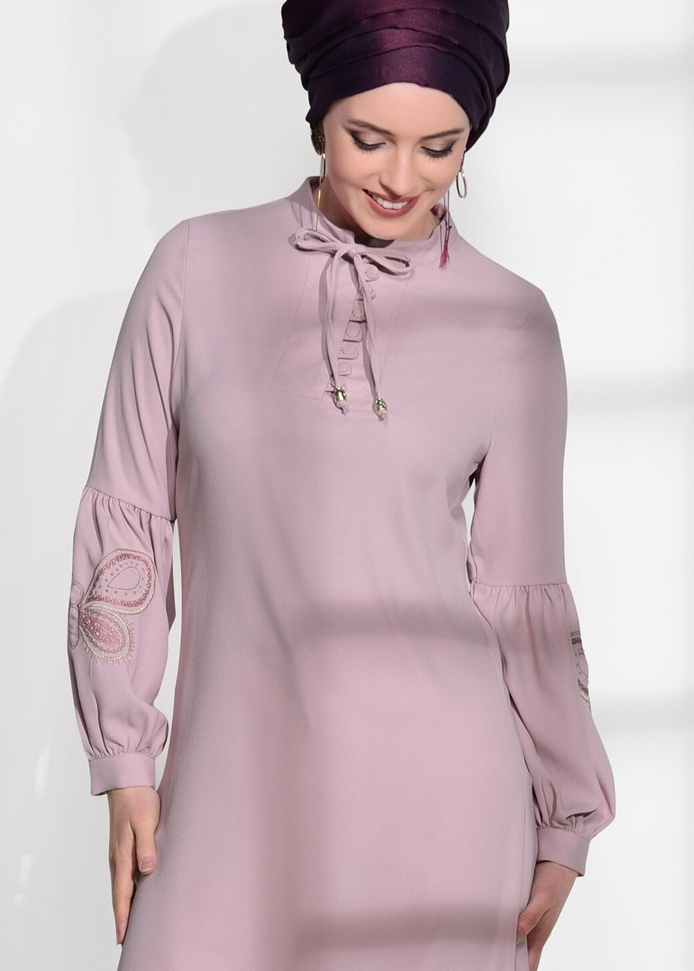 Vêtements hijab ROSE TUNIQUE DETAIL BRODERIE T 681