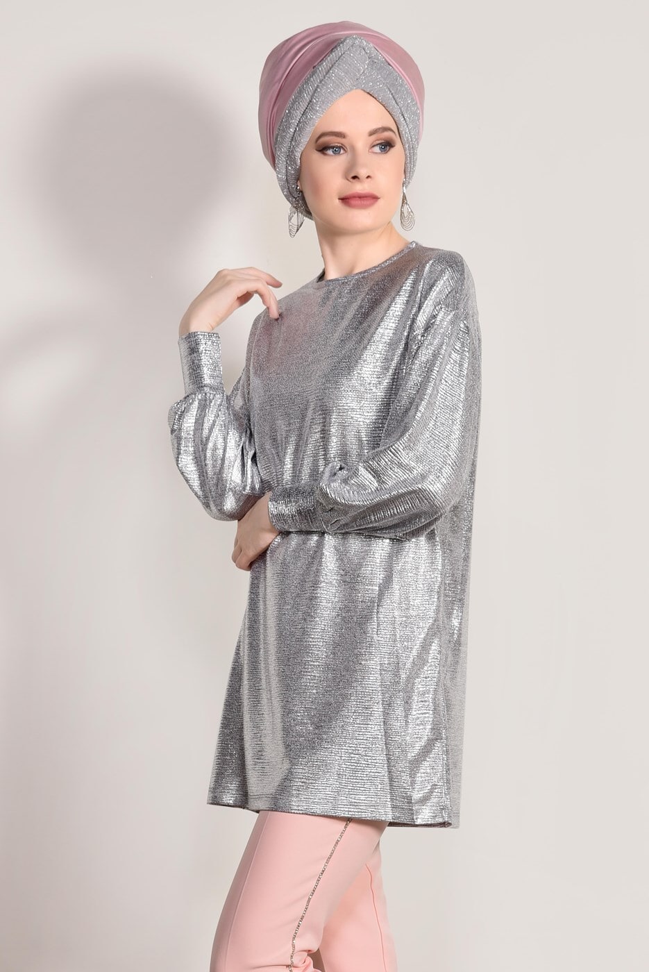 Vêtements hijab GRIS TUNIQUE T 730 