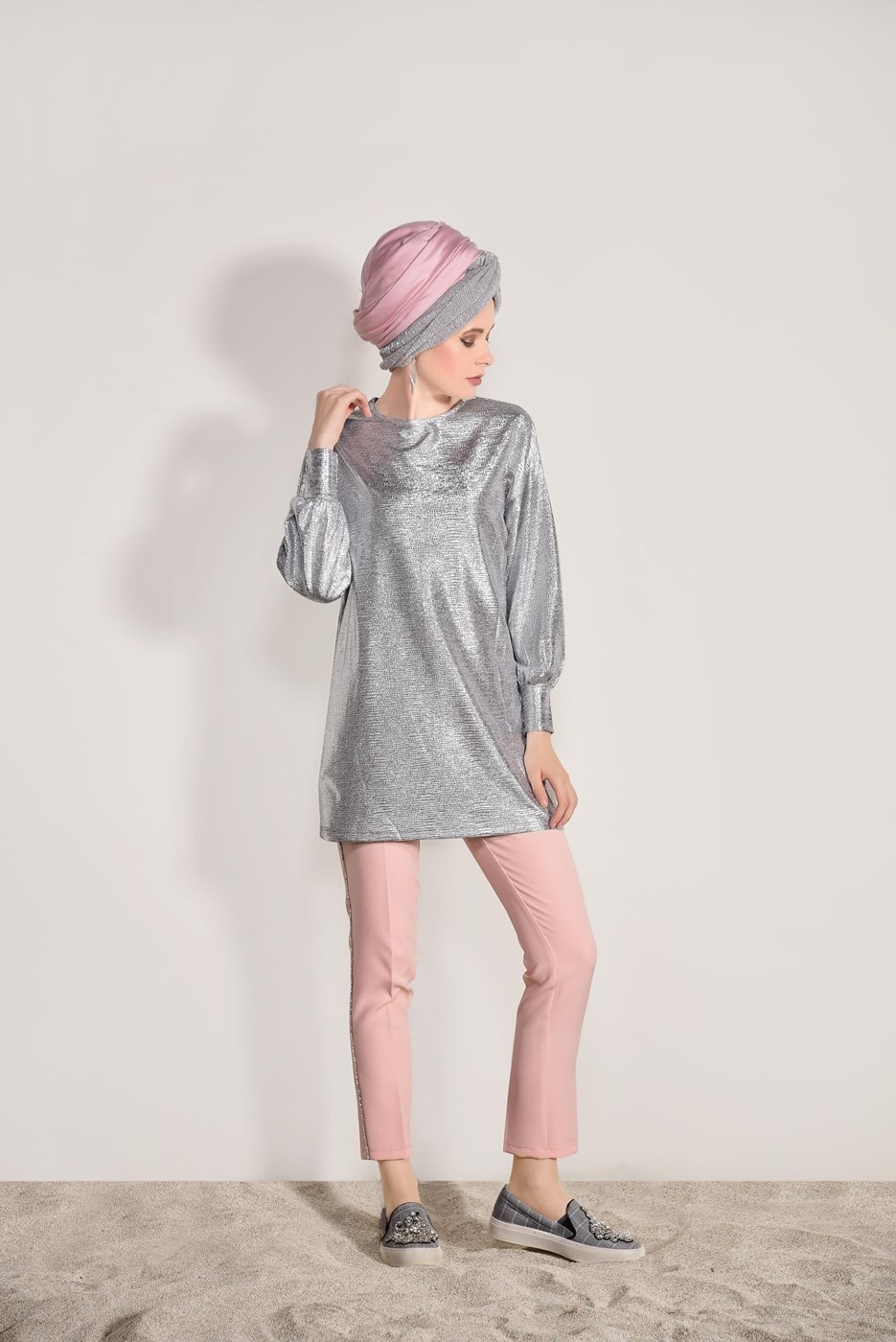 Vêtements hijab GRIS TUNIQUE T 730 