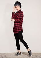 Hijab clothing RED CHECKED TUNIC 0809 