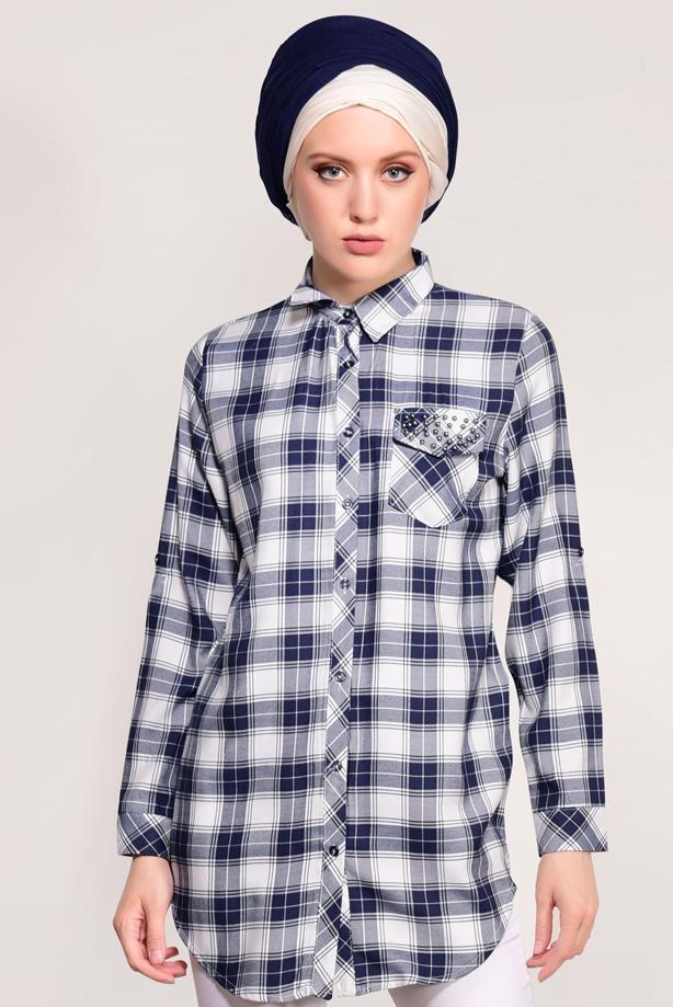 Vêtements hijab  CHECKED TUNIC 0809  - TRENDTESETTÜR