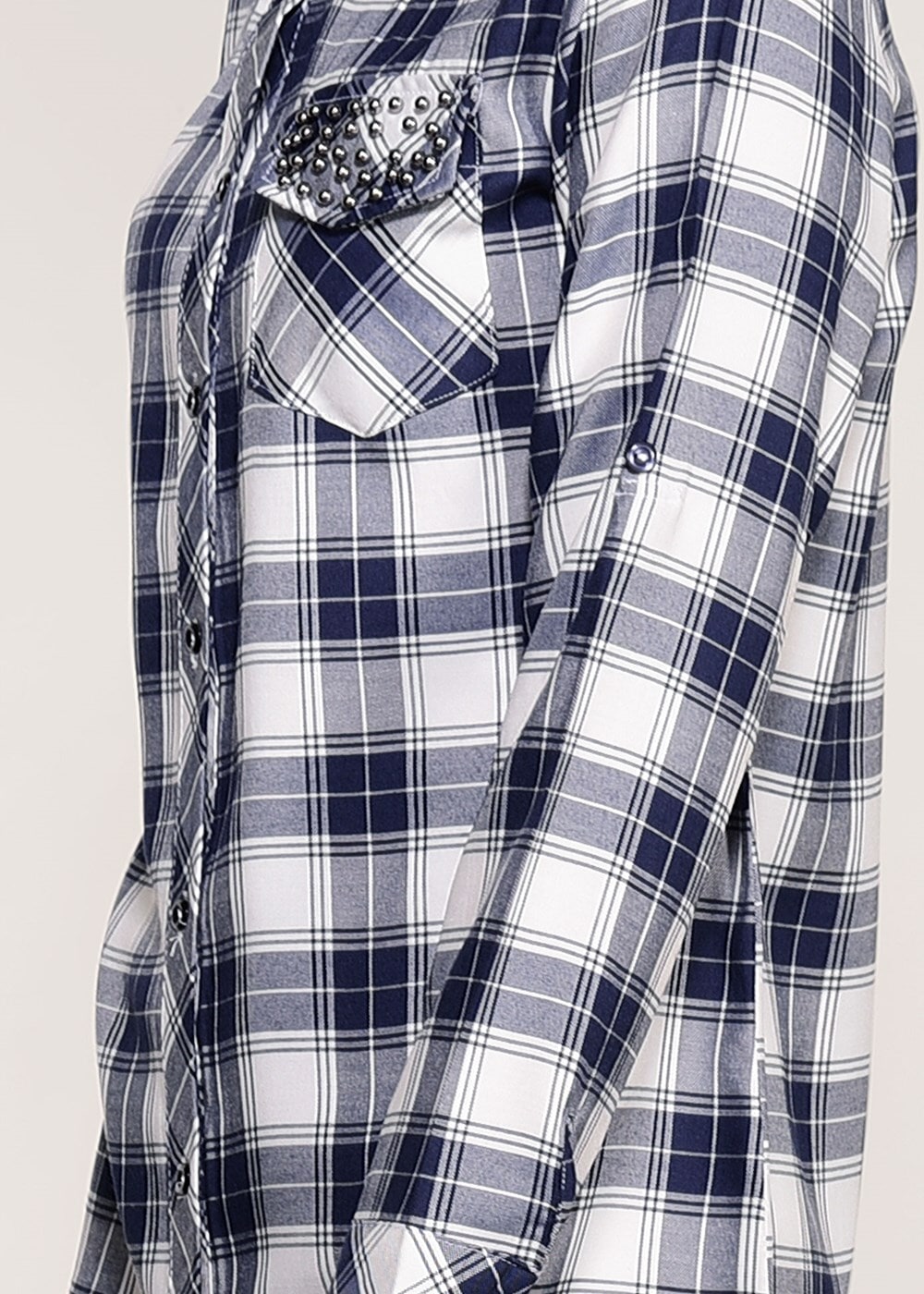 Hijab clothing NAVY BLUE CHECKED TUNIC 0809 