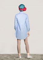 Hijab clothing BLUE EMBROIDERY DETAIL TUNIC T 1109 