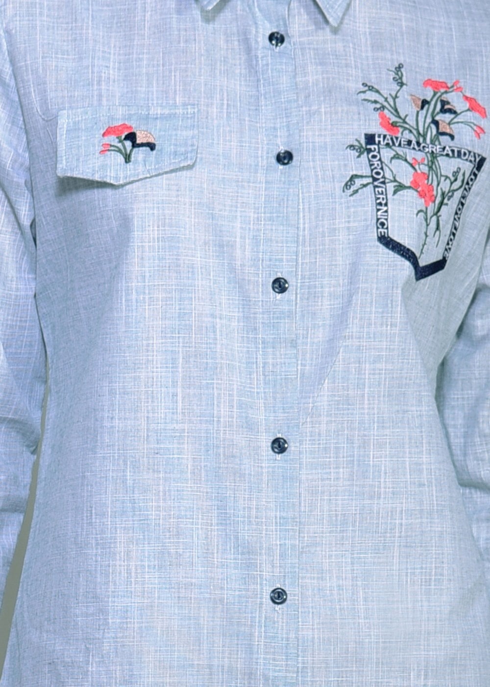 Hijab clothing BLUE EMBROIDERY DETAIL TUNIC T 1109 