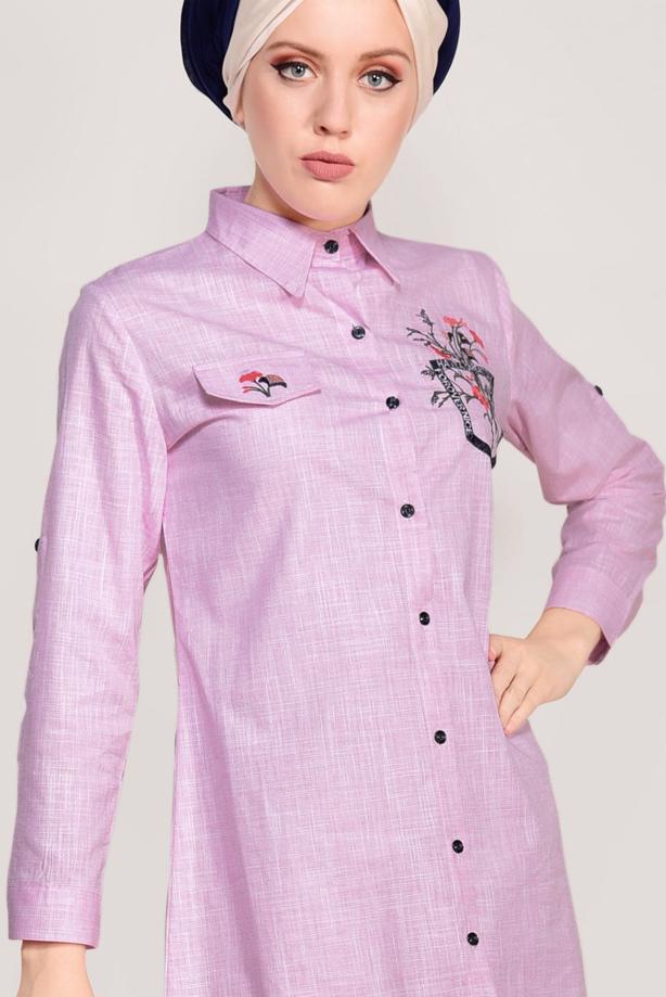 Vêtements hijab  EMBROIDERY DETAIL TUNIC T 1109  - TRENDTESETTÜR