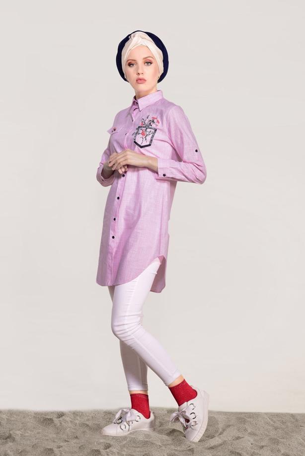 Vêtements hijab  EMBROIDERY DETAIL TUNIC T 1109  - TRENDTESETTÜR
