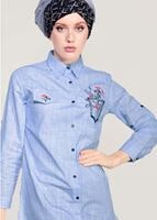 Hijab clothing NAVY BLUE EMBROIDERY DETAIL TUNIC T 1109 