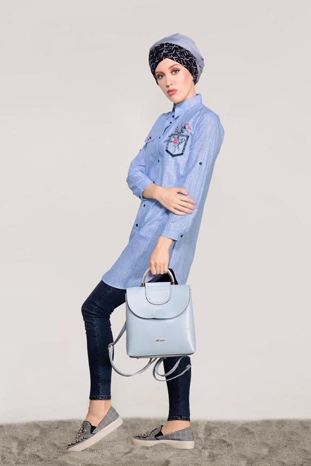 Vêtements hijab  EMBROIDERY DETAIL TUNIC T 1109  - TRENDTESETTÜR