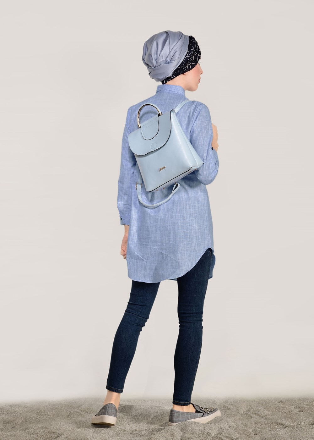 Hijab clothing NAVY BLUE EMBROIDERY DETAIL TUNIC T 1109 