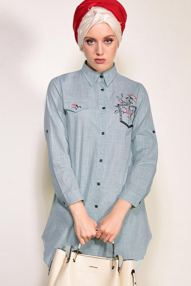 Vêtements hijab  EMBROIDERY DETAIL TUNIC T 1109  - TRENDTESETTÜR