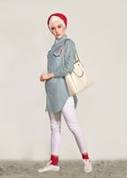 Vêtements hijab VERT TUNIQUE DETAIL BRODERIE T 1109