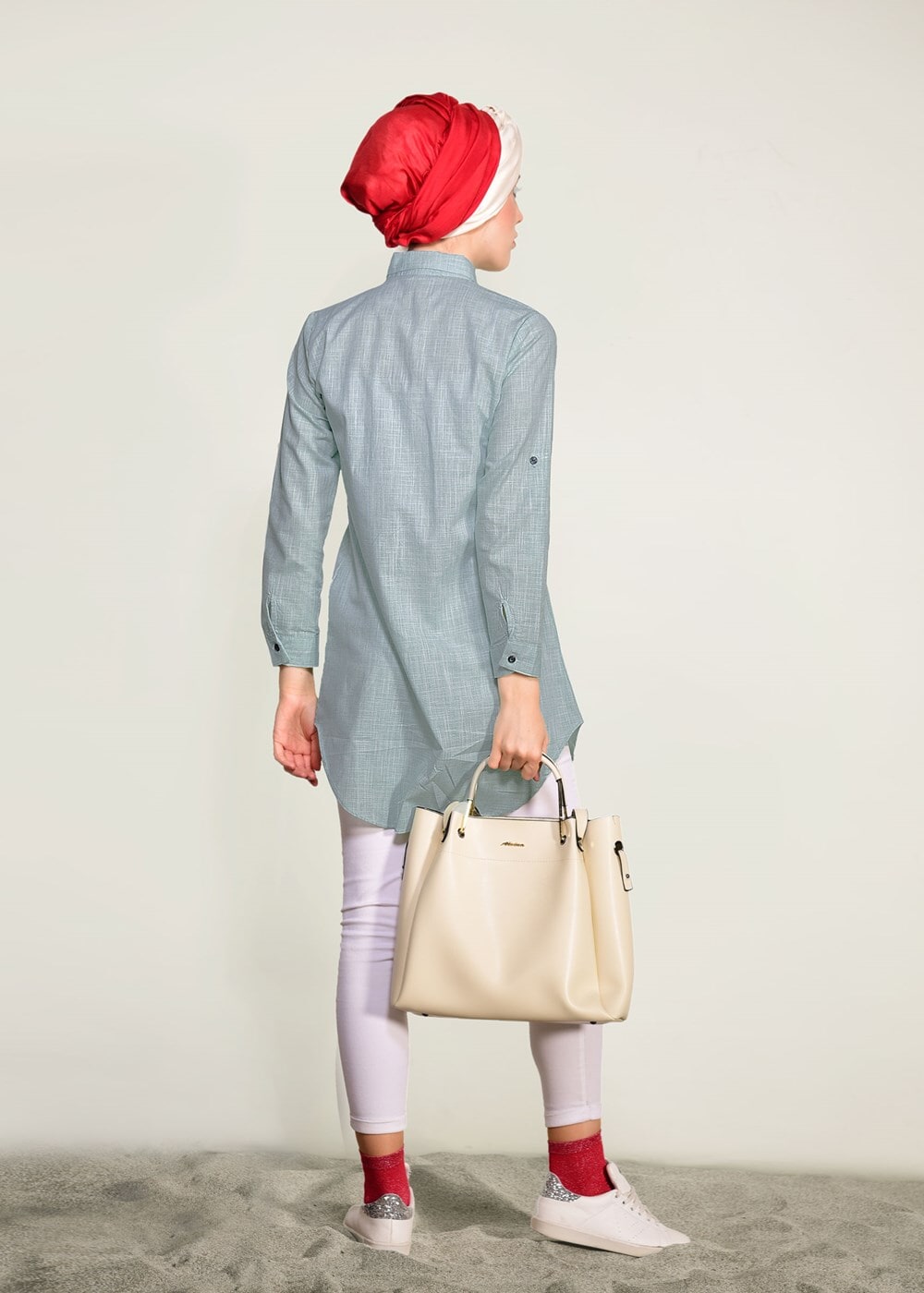 Vêtements hijab VERT TUNIQUE DETAIL BRODERIE T 1109