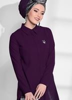 Hijab clothing PURPLE PLEAT DETAIL TUNIC T 1172 