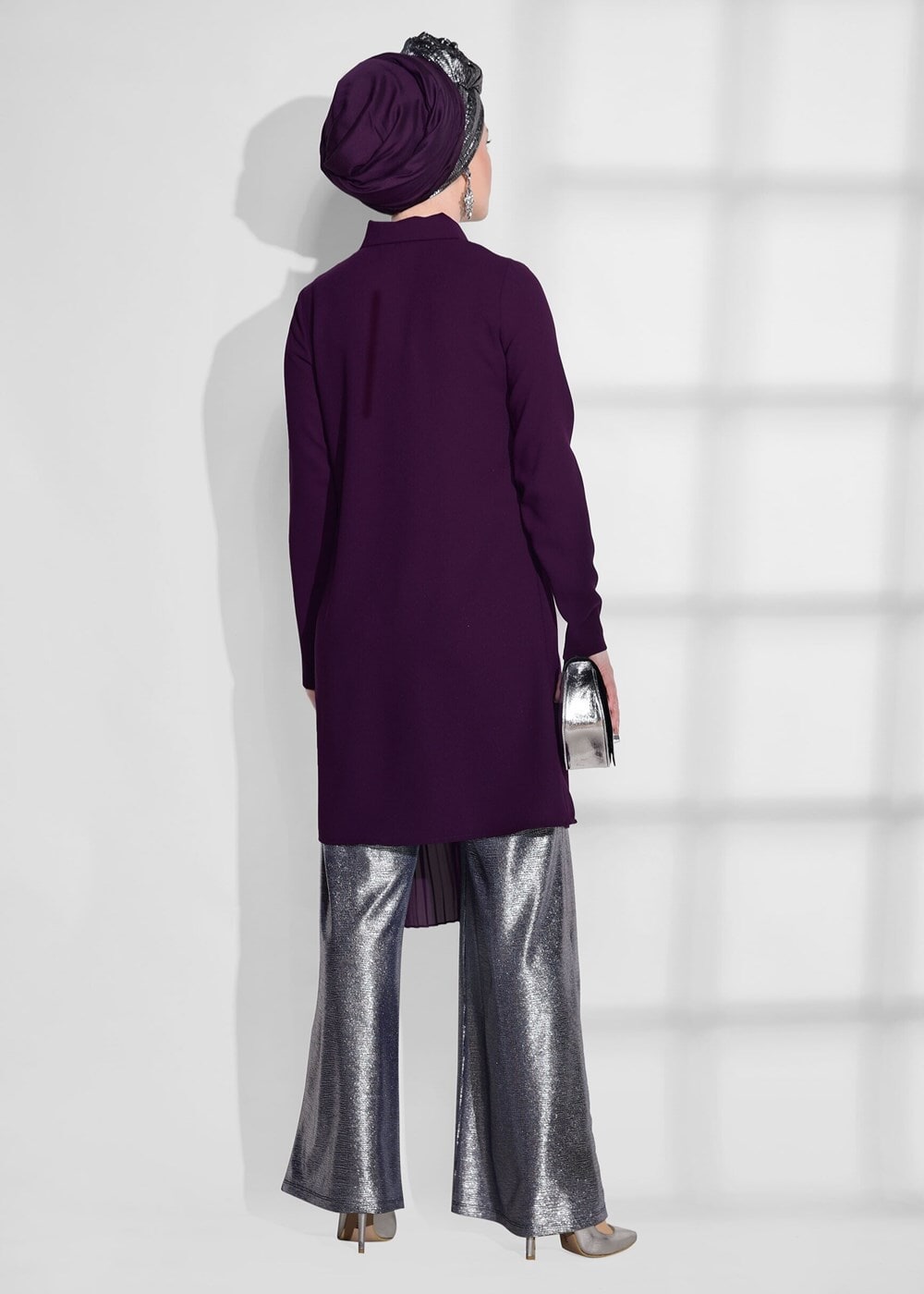 Hijab clothing PURPLE PLEAT DETAIL TUNIC T 1172 