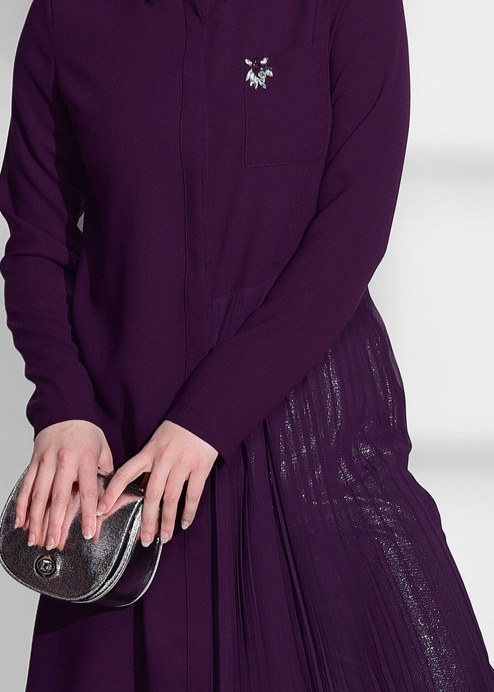 Hijab clothing PURPLE PLEAT DETAIL TUNIC T 1172 