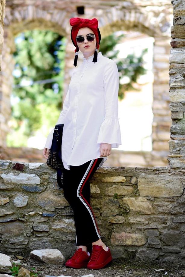 Vêtements hijab  RUFFLE DETAIL TUNIC T 1371  - TRENDTESETTÜR