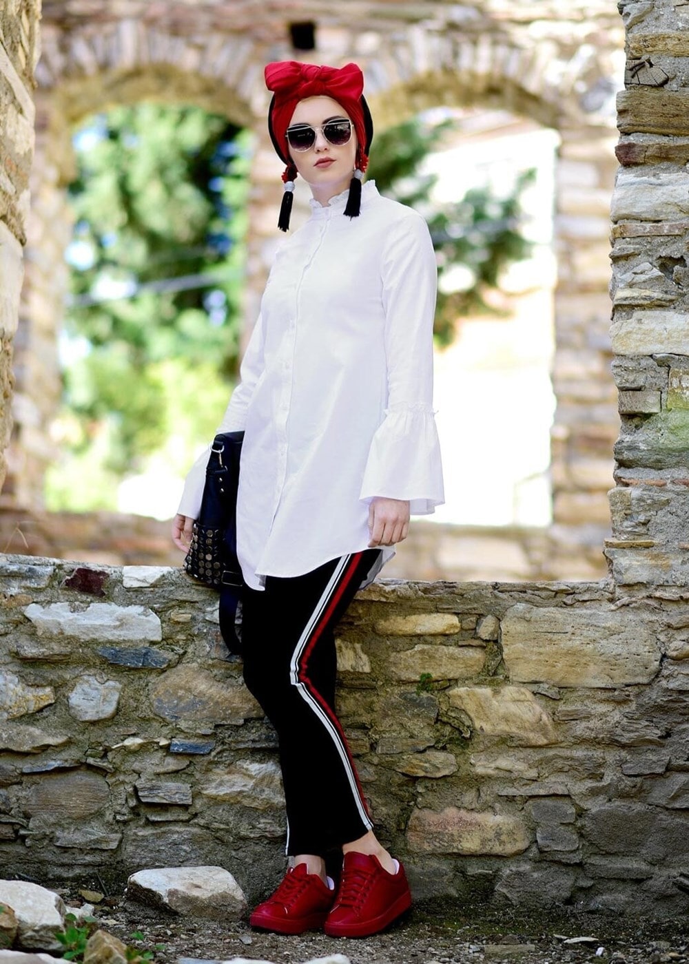 Vêtements hijab CRÈME TUNIQUE À VOLANTS T 1371