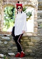 Vêtements hijab CRÈME TUNIQUE À VOLANTS T 1371