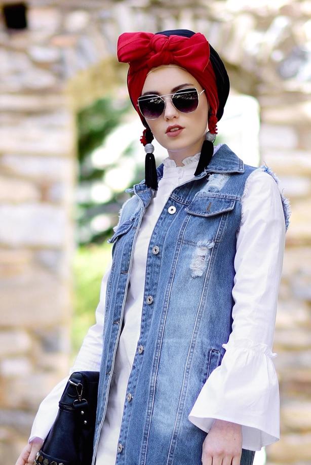 Vêtements hijab  RUFFLE DETAIL TUNIC T 1371  - TRENDTESETTÜR