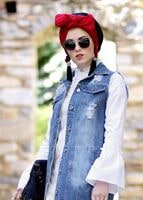 Vêtements hijab CRÈME TUNIQUE À VOLANTS T 1371