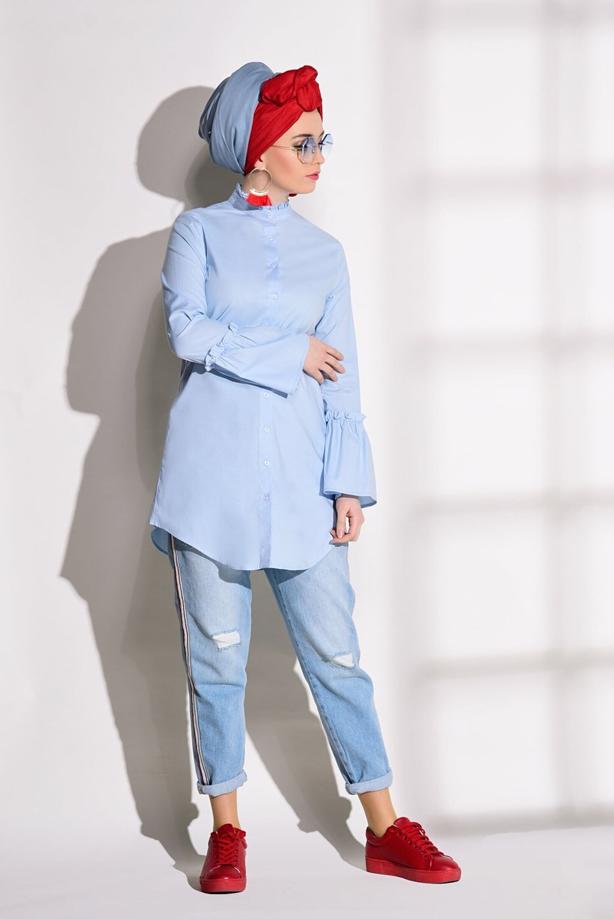 Vêtements hijab  RUFFLE DETAIL TUNIC T 1371  - TRENDTESETTÜR
