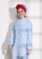 Vêtements hijab BLEU TUNIQUE À VOLANTS T 1371