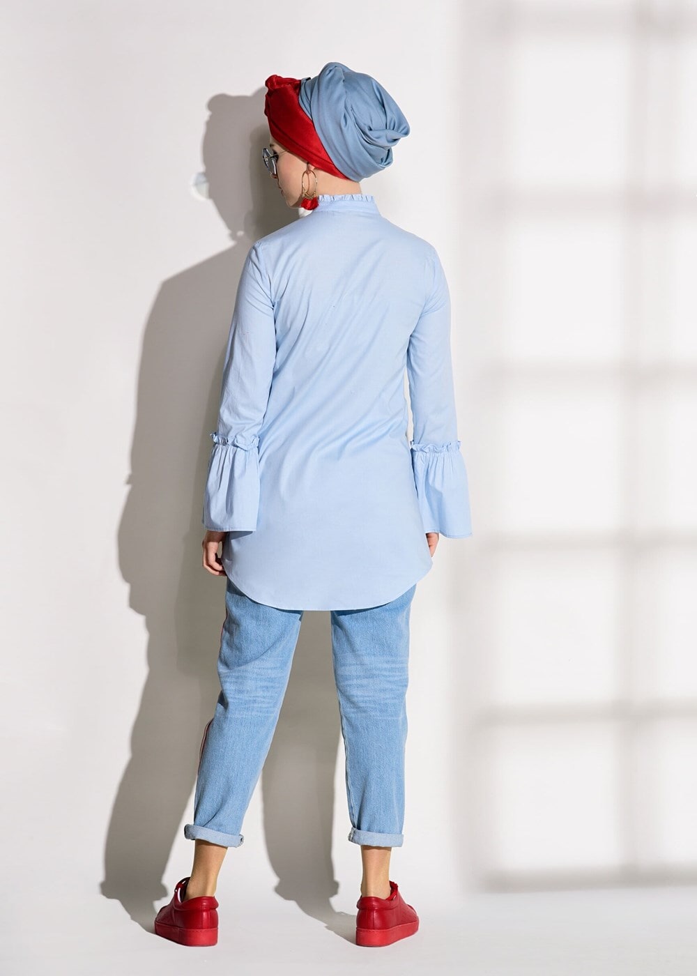 Vêtements hijab BLEU TUNIQUE À VOLANTS T 1371