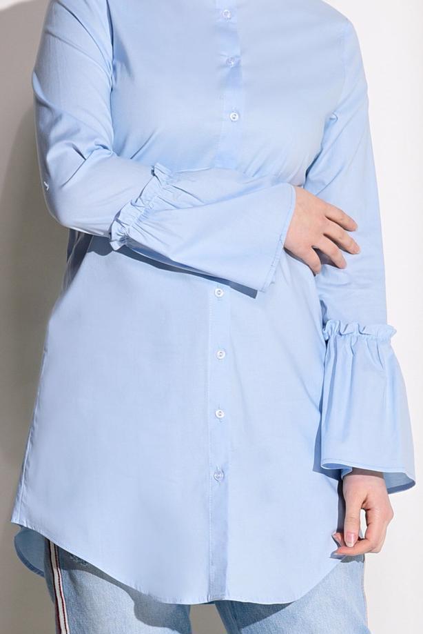 Tesettür giyim  T 1371 Zamane- Fırfır Detaylı Tunik - TRENDTESETTÜR