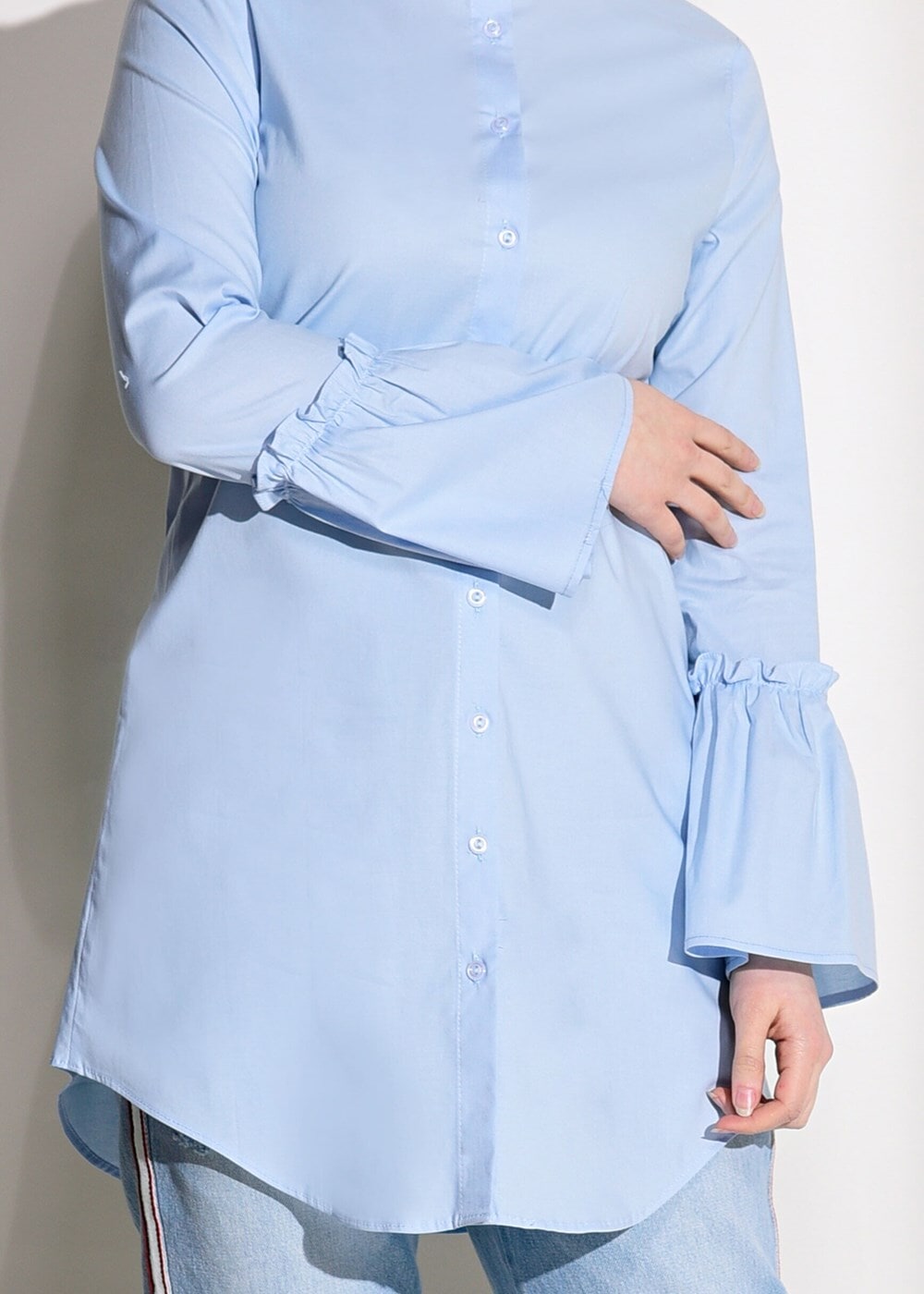 Vêtements hijab BLEU TUNIQUE À VOLANTS T 1371