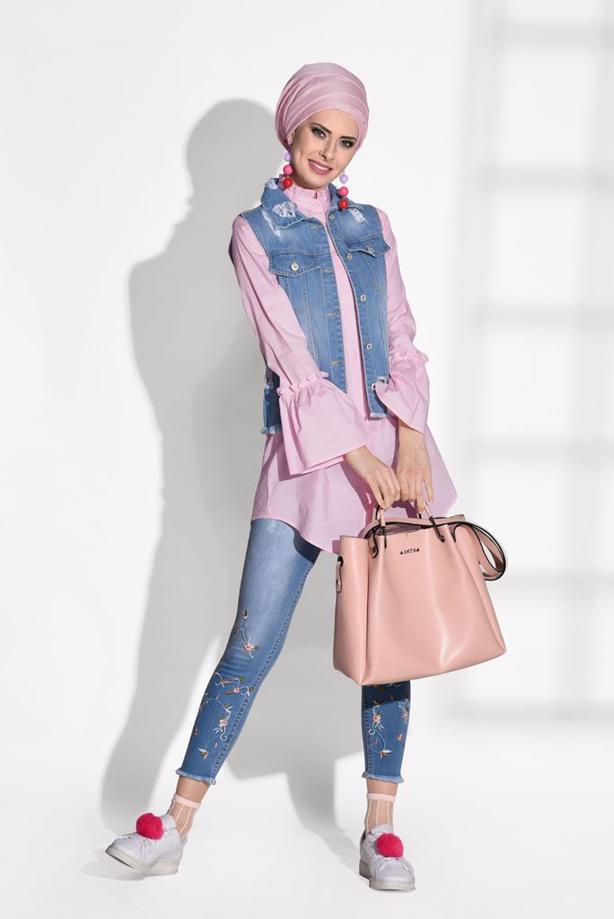 Vêtements hijab  RUFFLE DETAIL TUNIC T 1371  - TRENDTESETTÜR