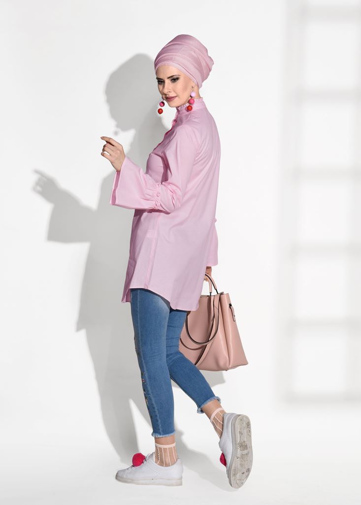 Vêtements hijab POUDRE TUNIQUE À VOLANTS T 1371