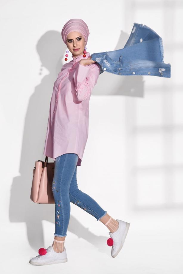 Vêtements hijab  RUFFLE DETAIL TUNIC T 1371  - TRENDTESETTÜR