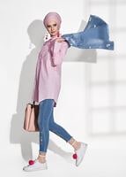 Vêtements hijab POUDRE TUNIQUE À VOLANTS T 1371