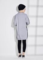 Tesettür giyim GRİ ÇİZGİ DETAYLI SPOR TUNİK 1708