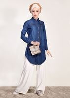 Hijab clothing NAVY BLUE ZIPPER DETAIL DENIM TUNIC 2109 
