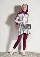 Tesettür giyim SİYAH T 2160 M Fashion-Çiçek Desenli Tunik